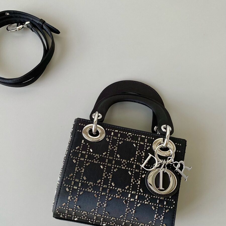 Strass Cannage Satin small LD Carrello ( black, grey ) | Studio Nafay