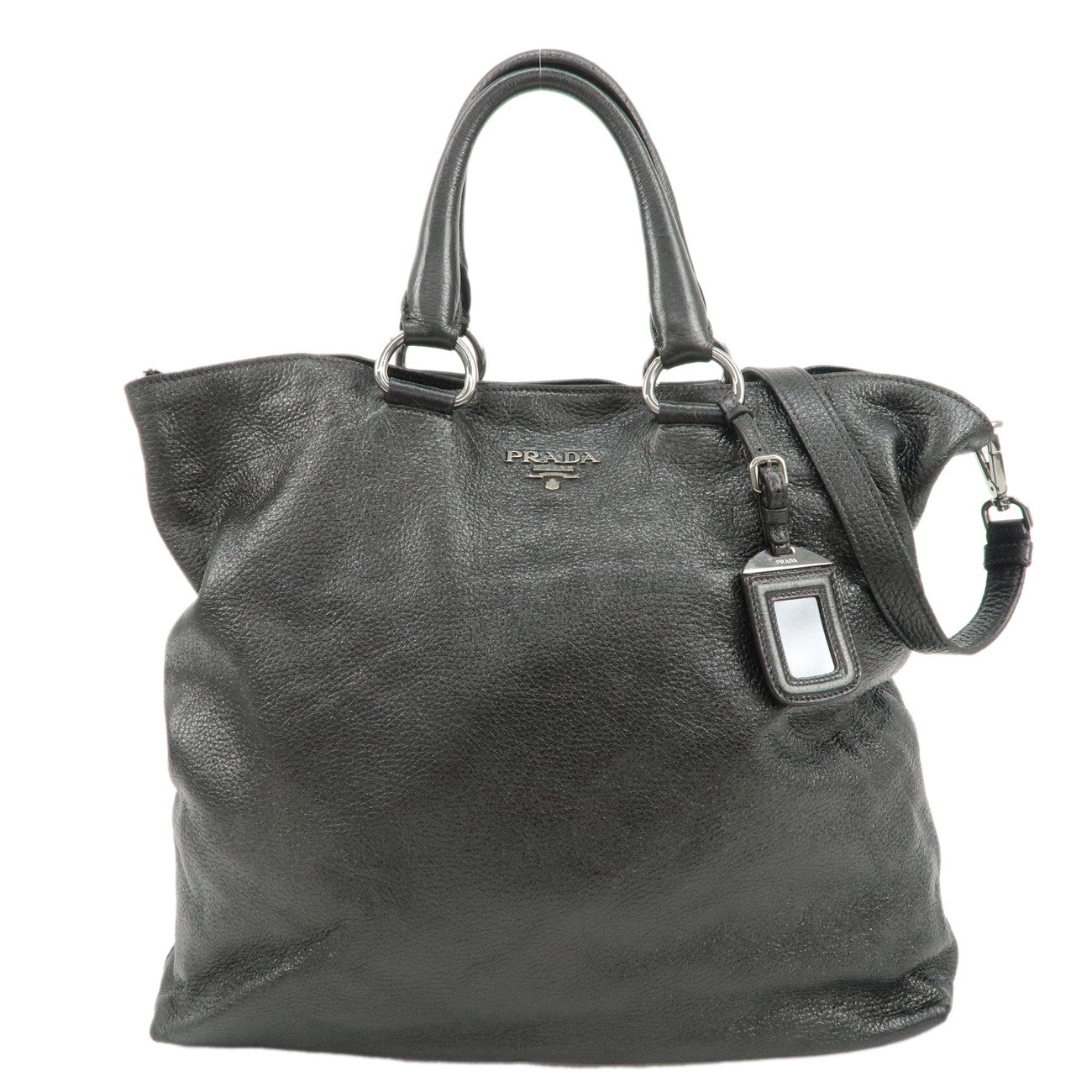 Borsa a due vie in pelle Shopping bag Prada Hardware Grigio Metallizzato