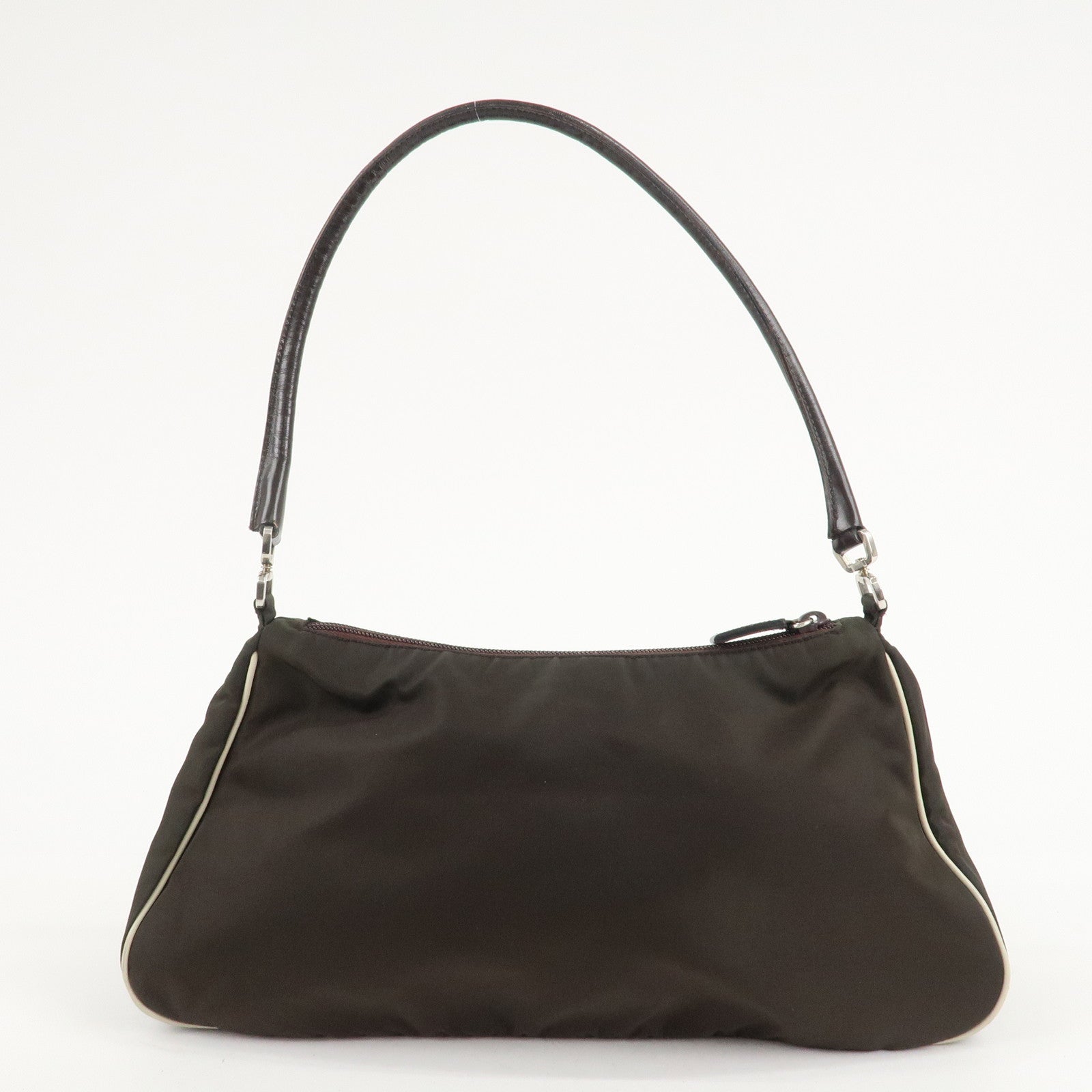 Prada Nylon Pelle Borsa a tracolla Motivo floreale Verde Marrone
