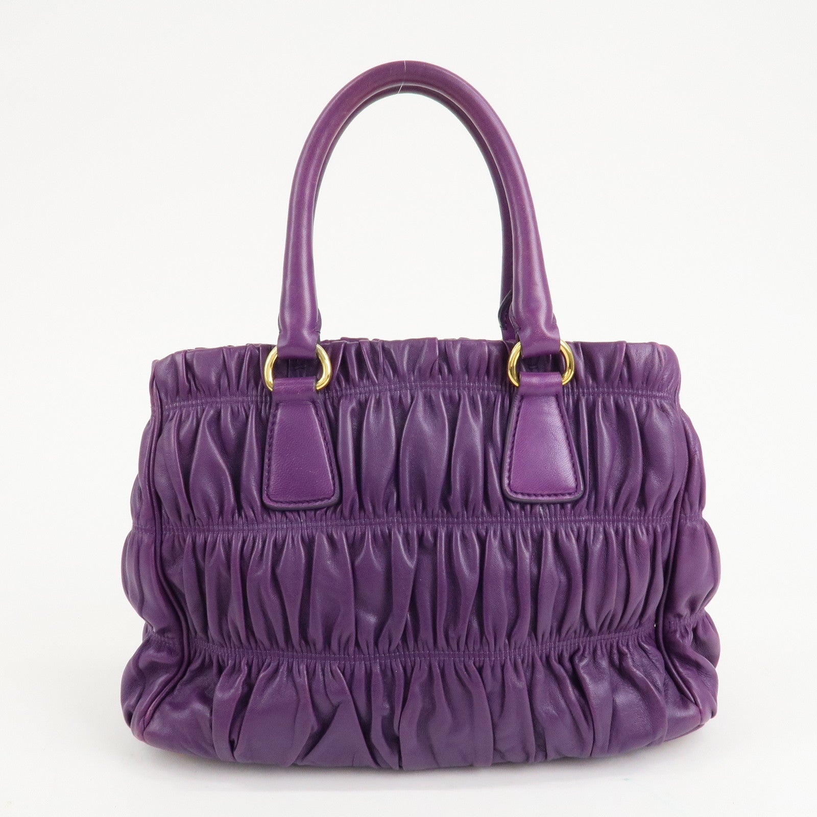 Prada Borsa a mano in pelle arricciata Viola Hardware in oro