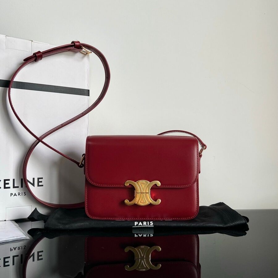 Celine Triomphe red bag – front view