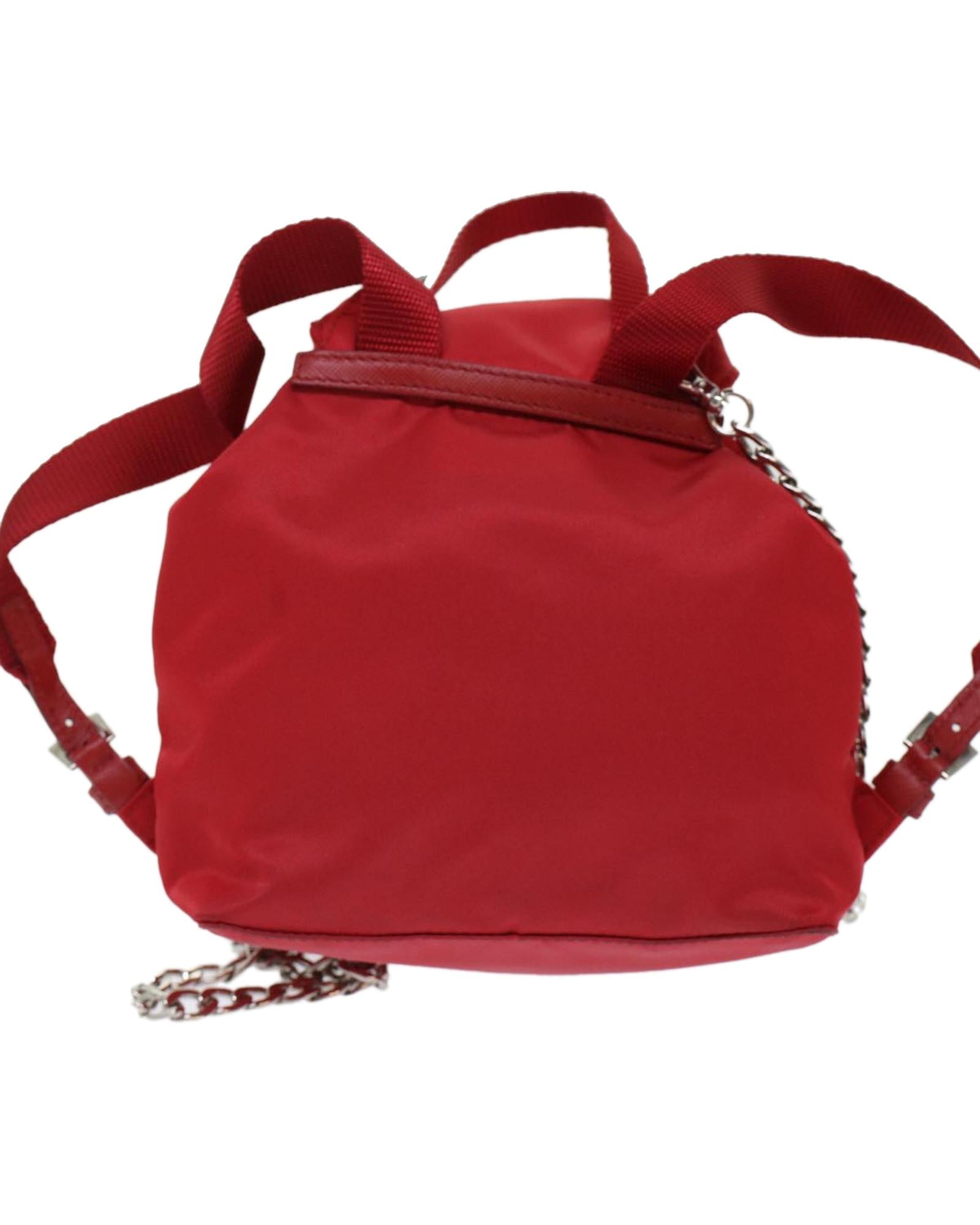 Zaino in nylon rosso con catena