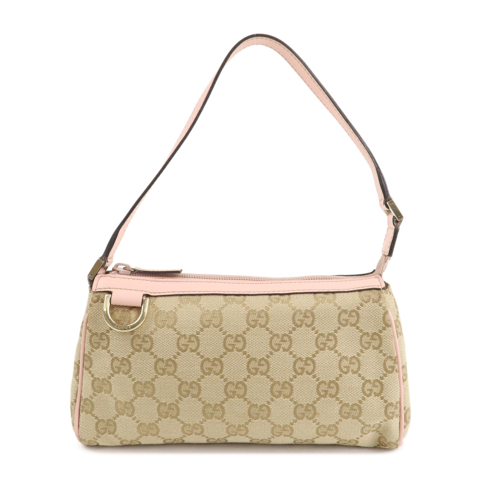 Gucci Abbey GG Canvas Pelle Hand Bag Pouch Rosa Beige 145750