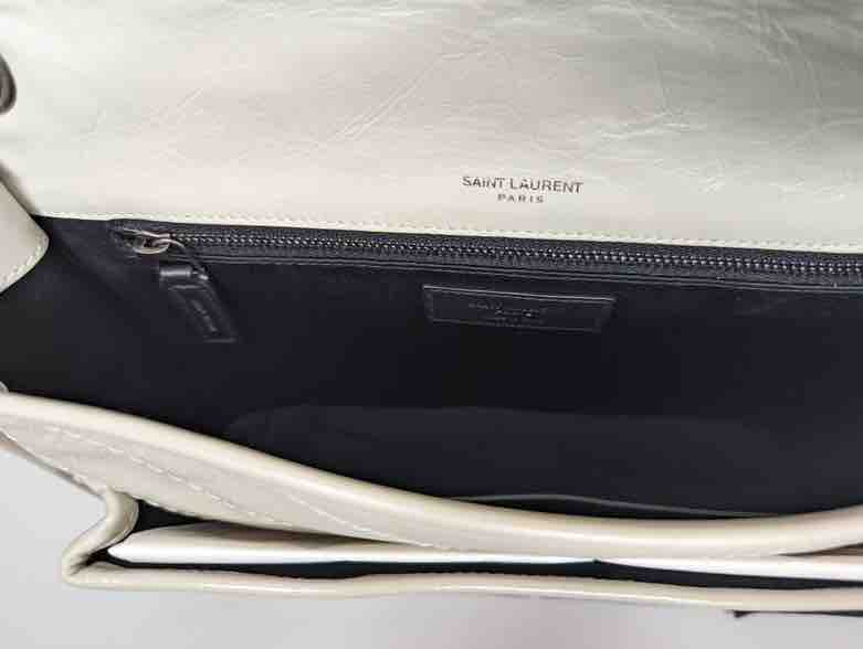 Ysl Niki Borsa a spalla, Bianco Pelle, Media