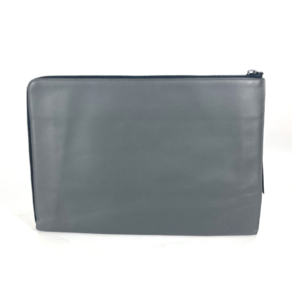 Fendi Pochette Pelle Grigio Zip Da Uomo