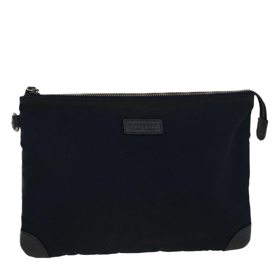 BURBERRY Black label Clutch Bag Nylon Leather Navy Auth 58127 | Studio Nafay