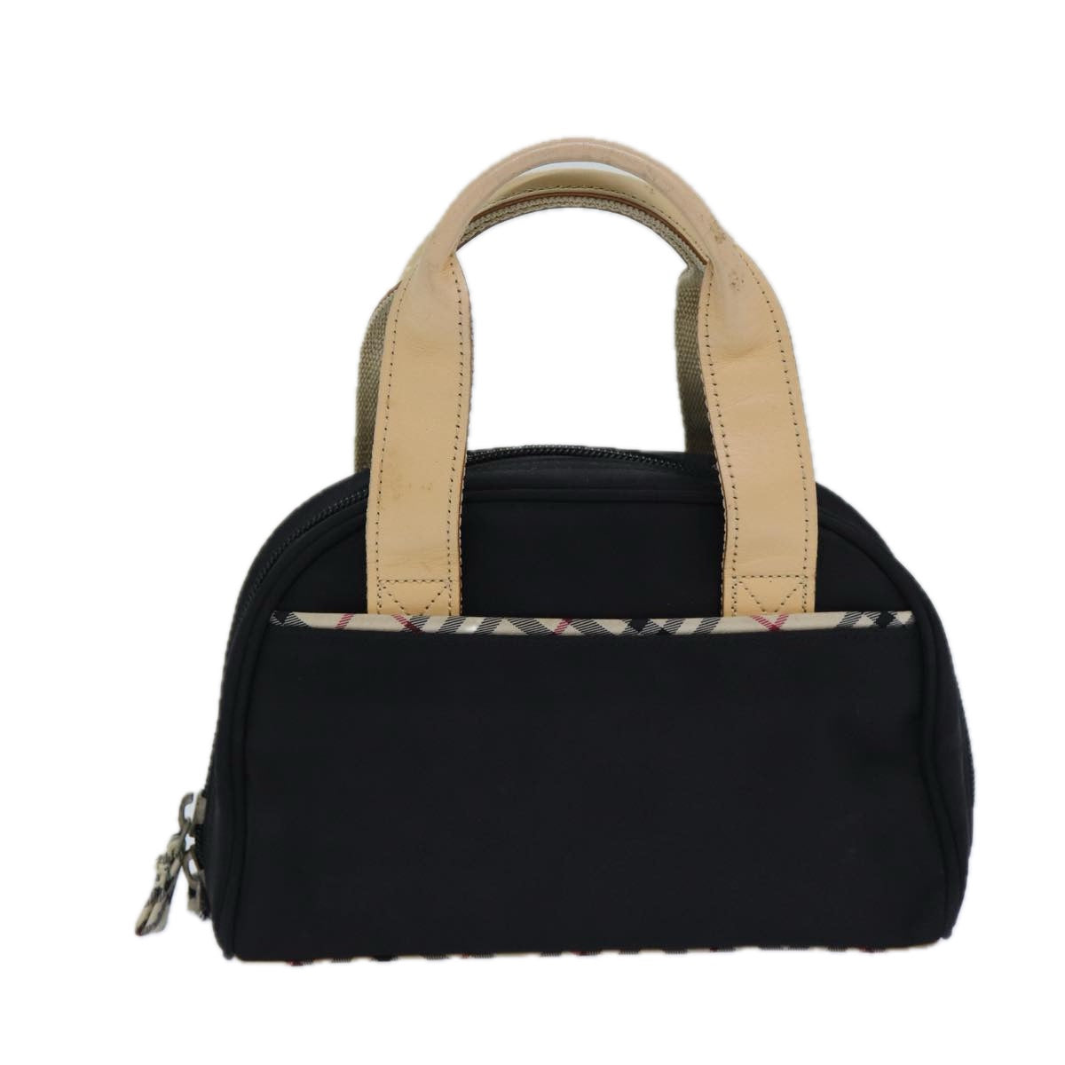 Burberry Nova Check Hand Bag Nylon Nero Auth 83319