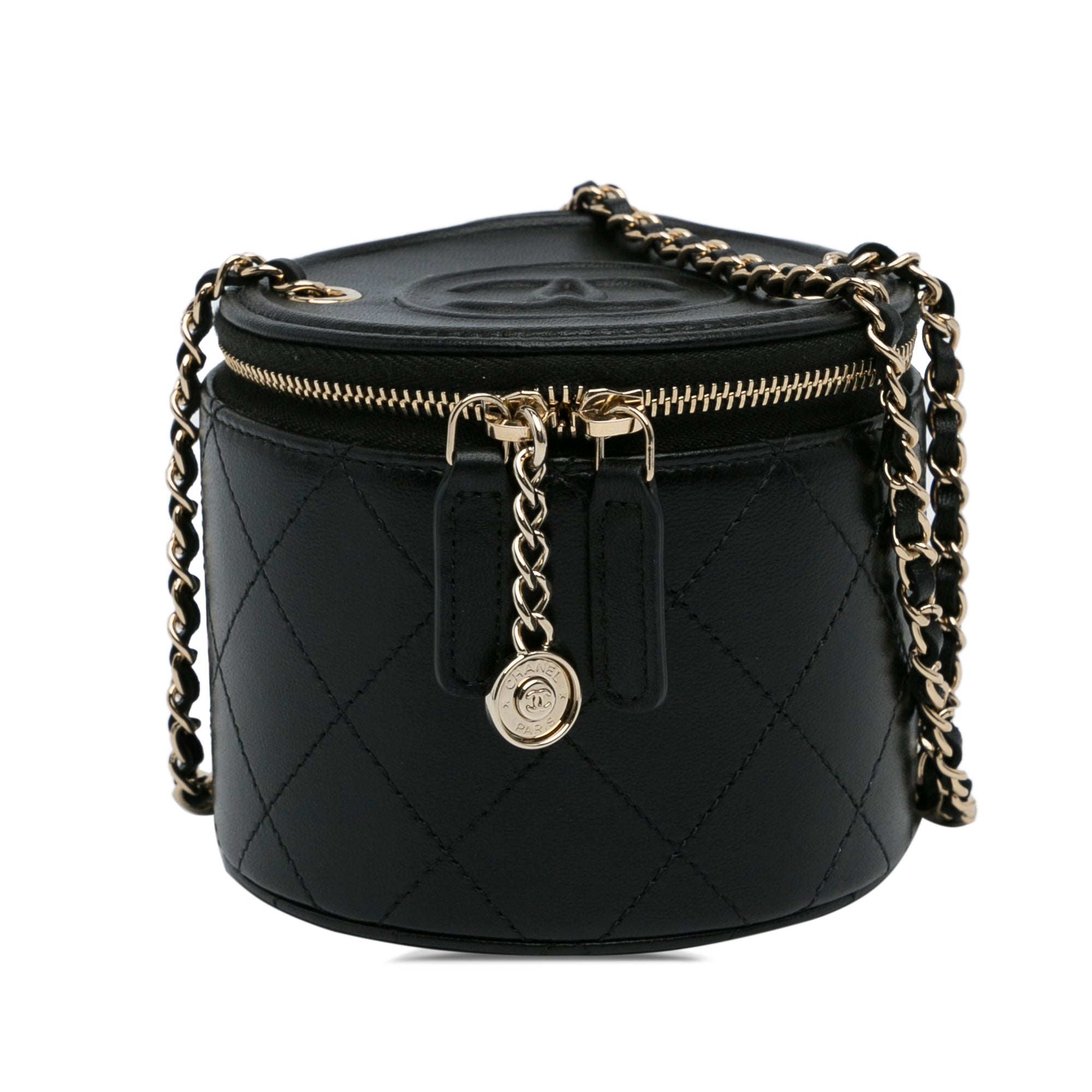 Nero Chanel CC Round Vanity Bag