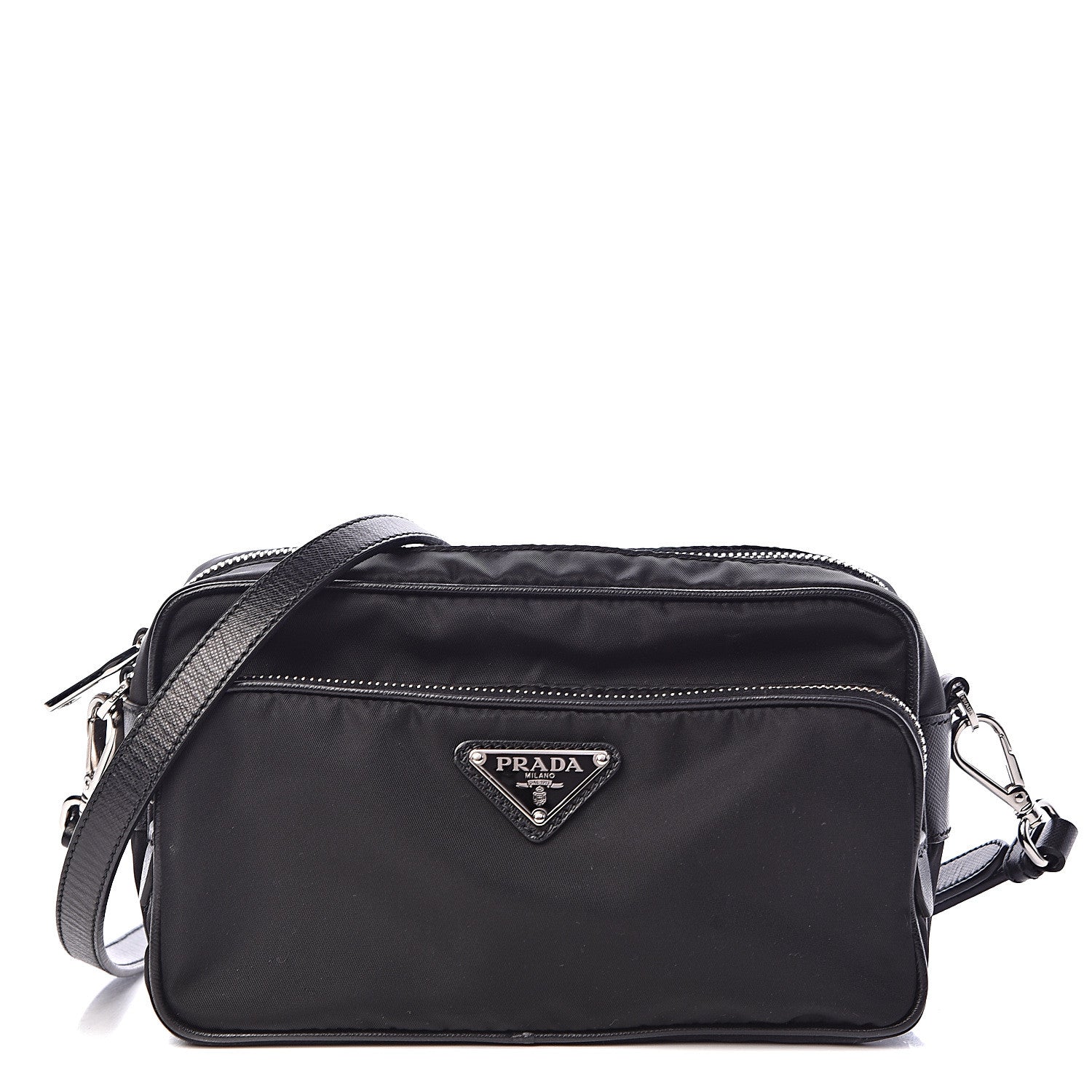 Prada Borsa a mano Camera con doppia zip VELA in nylon Saffiano
