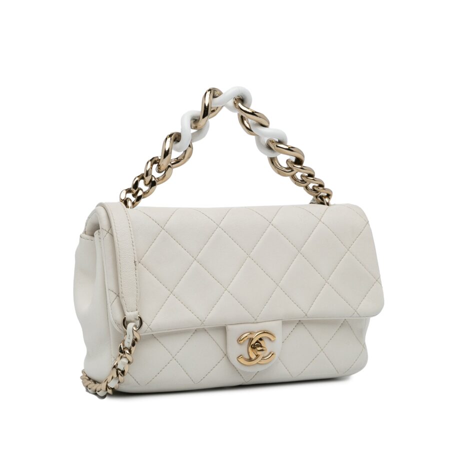 Chanel Satchel white bag – front view