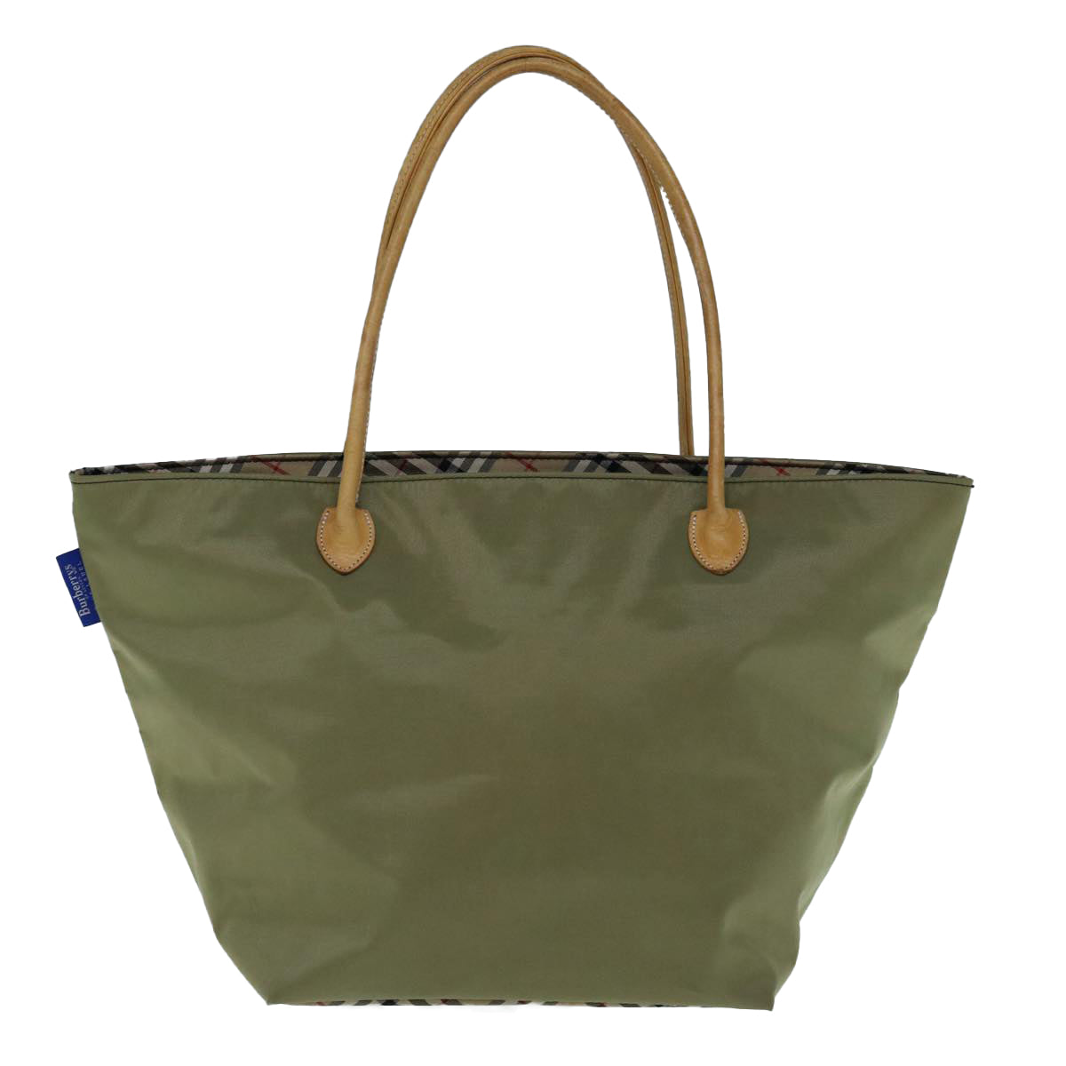 BURBERRYSs Blu Label Shopper Nylon Khaki Auth bs11303