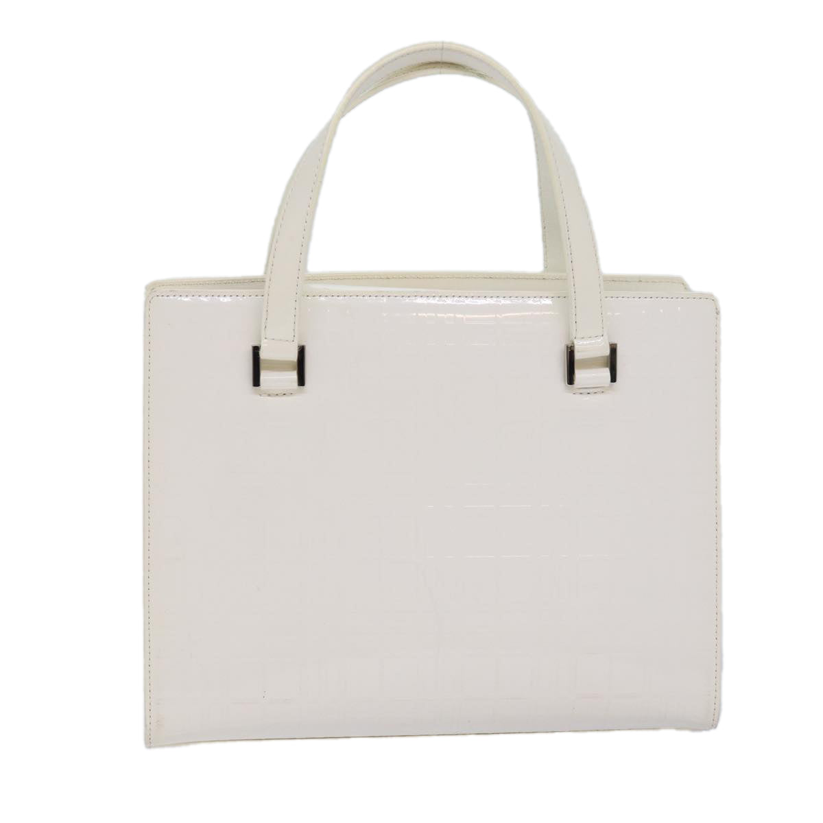 Burberry Nova Check Hand Bag Enamel Bianco Auth ep4744