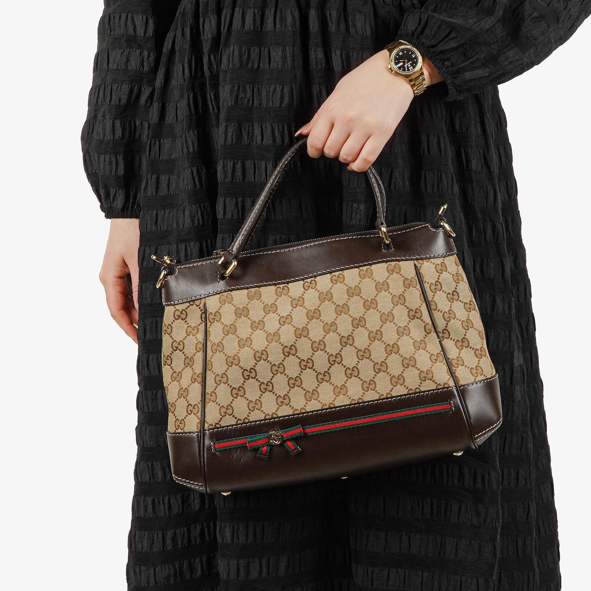 Gucci Shopping bag convertibile Mayfair in tela GG marrone