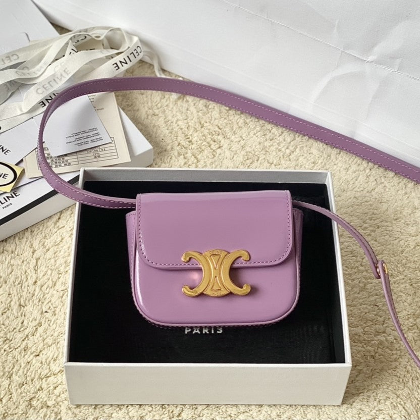 Celine Triomphe purple bag – front view