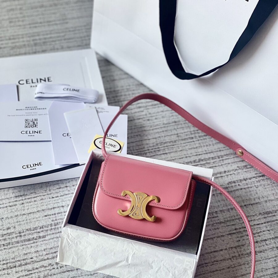Celine Triomphe pink bag – front view