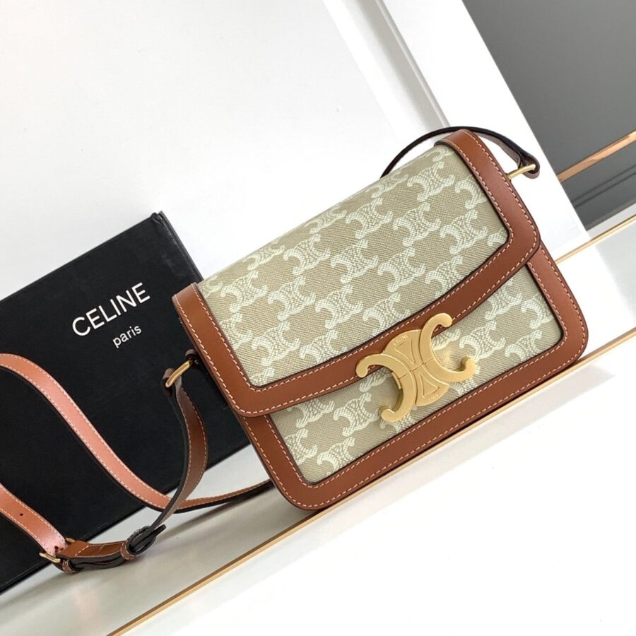 Celine Triomphe beige bag – front view